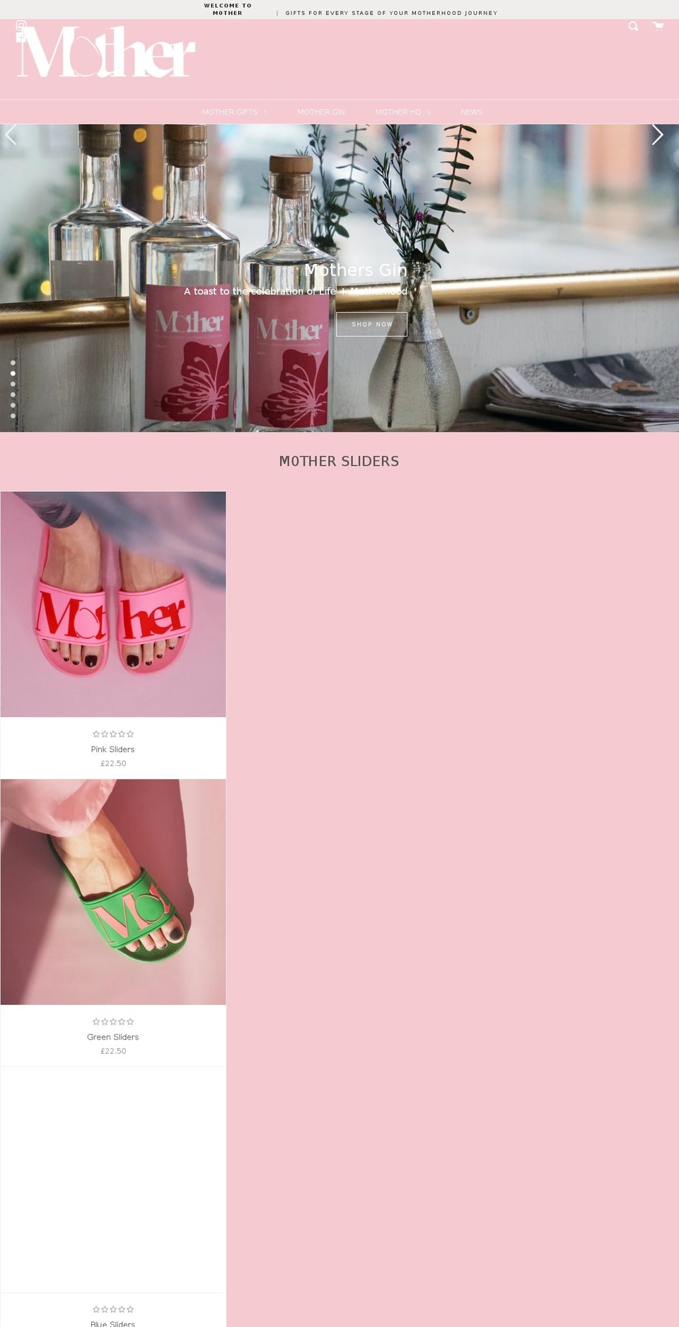m0ther.co.uk shopify website screenshot