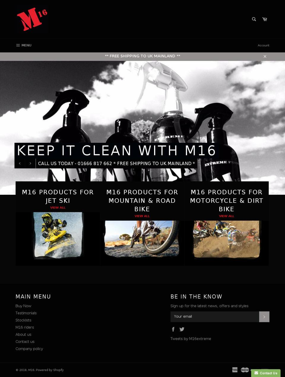 m16extreme.com — Shopify storefront screenshot