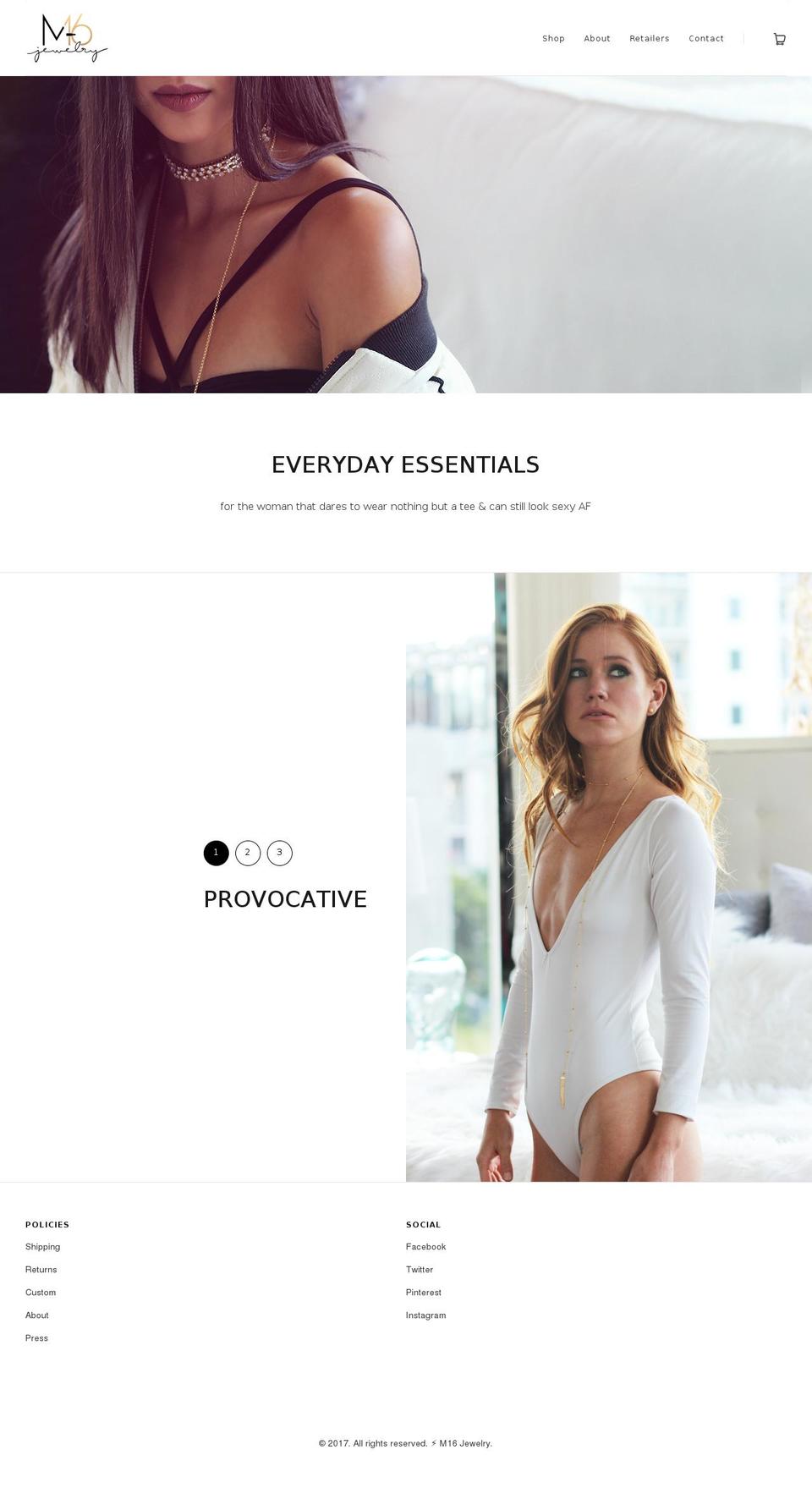 m16jewelry.com shopify website screenshot