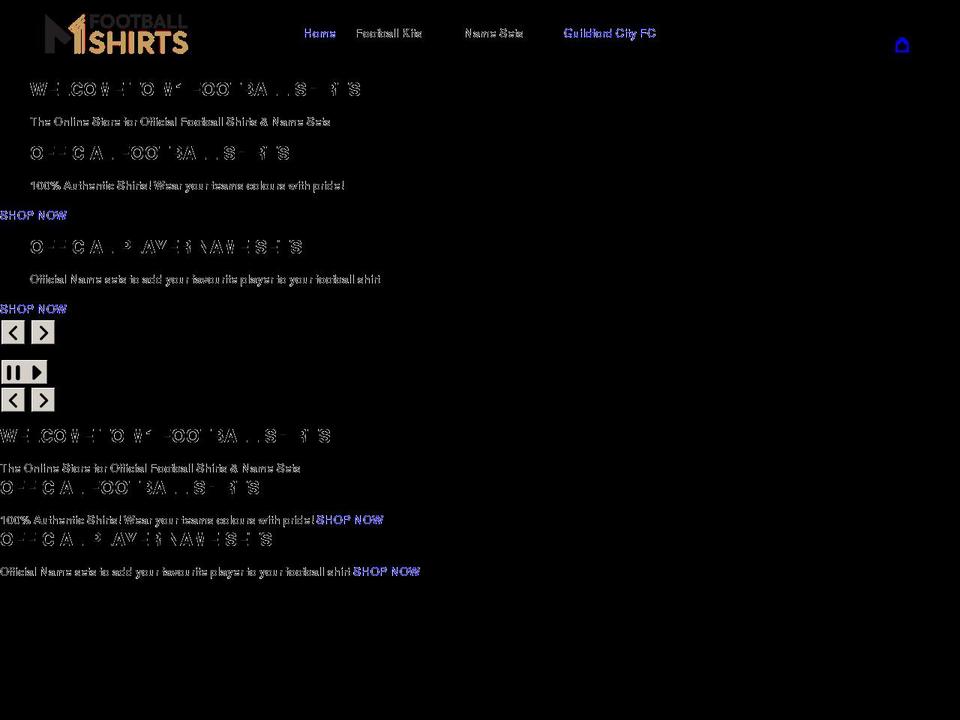 m1footballshirts.com shopify website screenshot