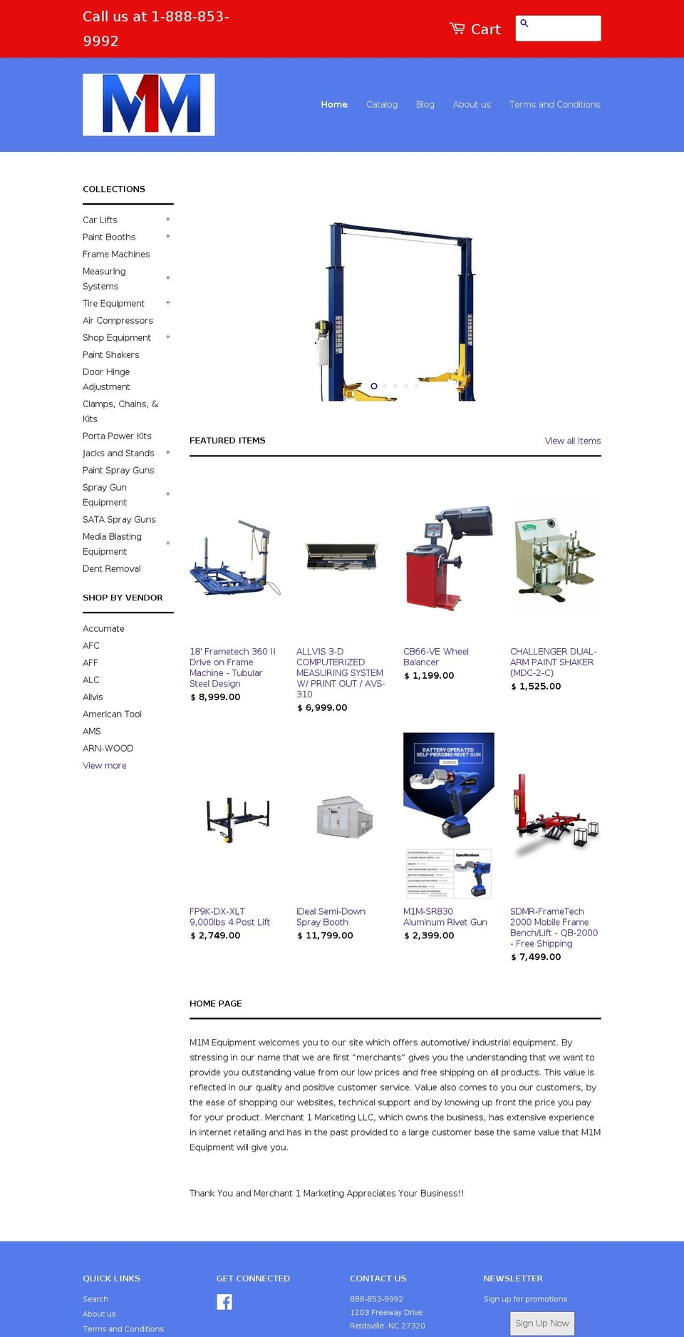 m1mequipment.com shopify website screenshot