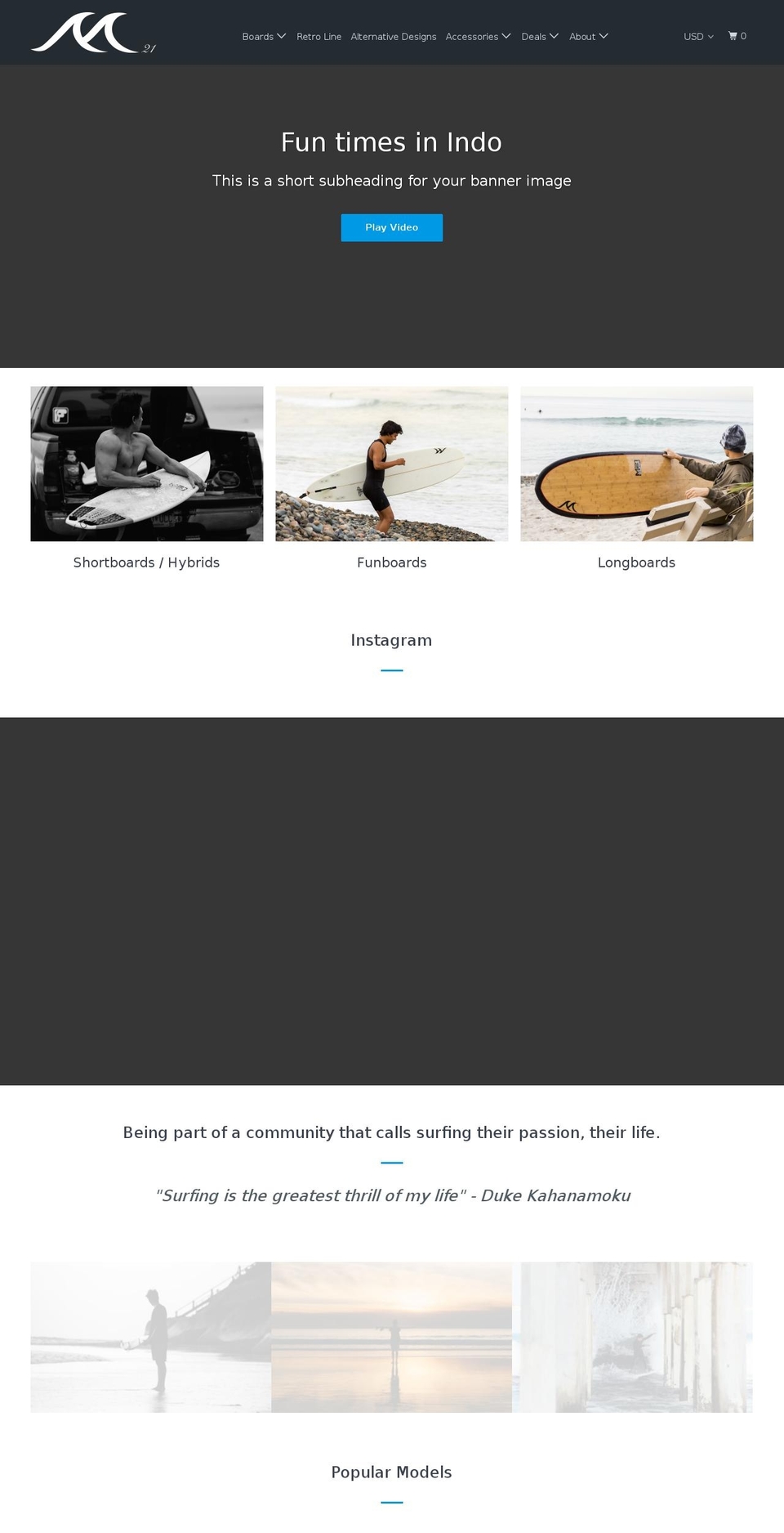 Sports Shopify theme site example m21surf.com