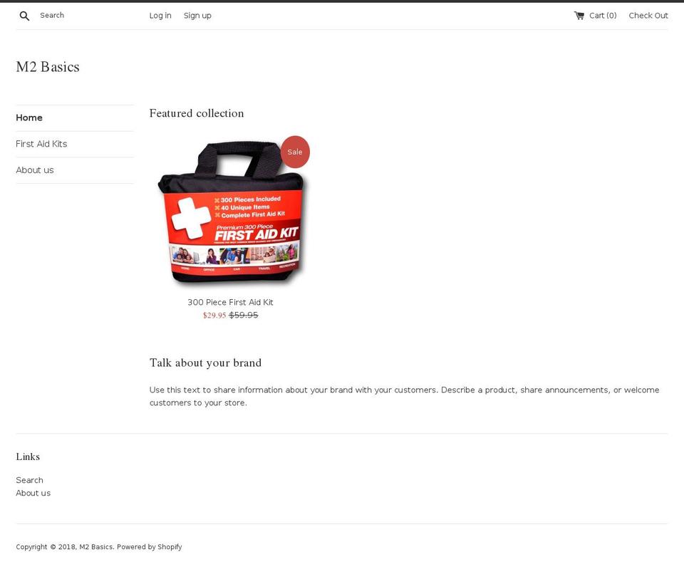 m2basics.com shopify website screenshot