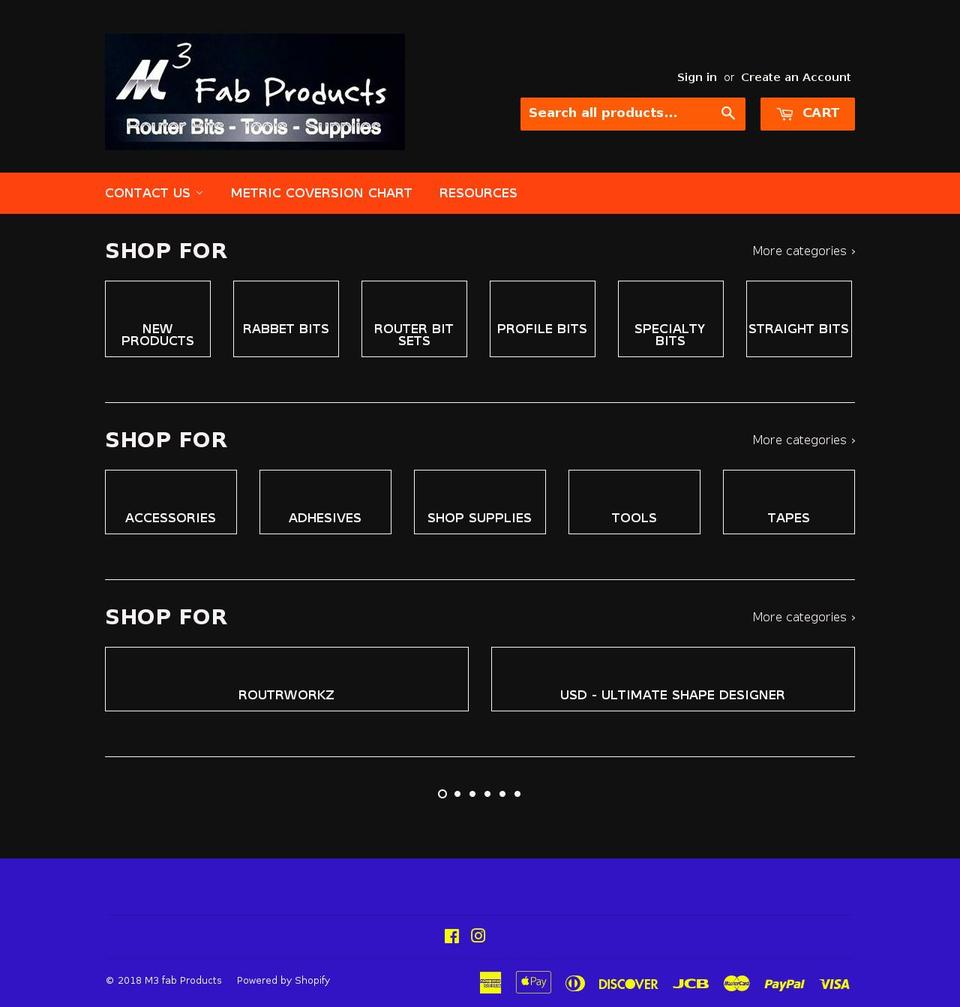 m3fabproducts.com shopify website screenshot