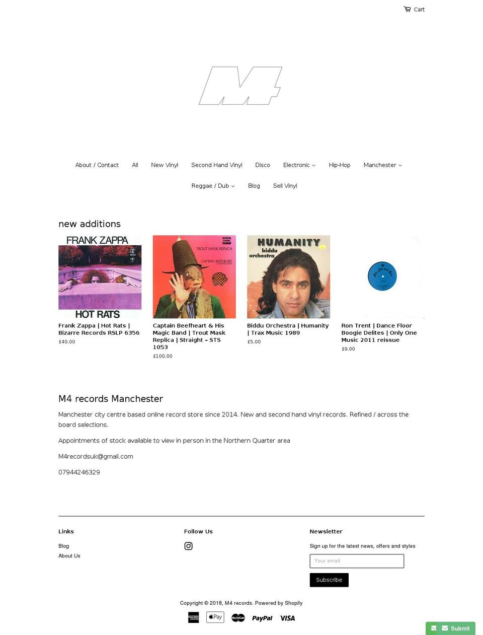 m4records.com shopify website screenshot