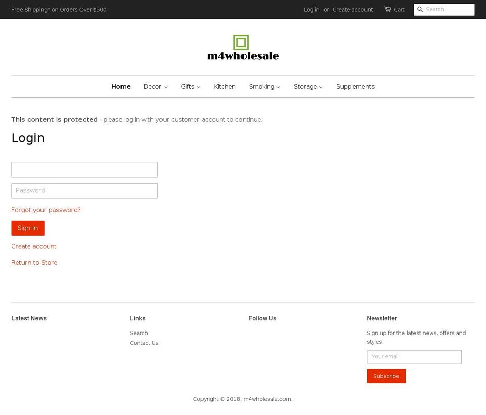 m4wholesale.com shopify website screenshot