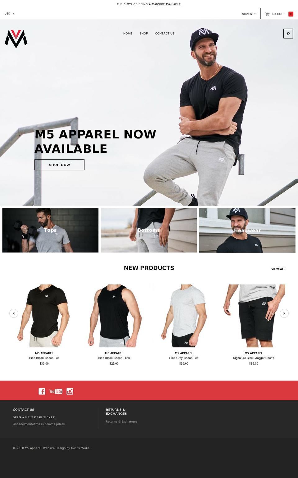 m5apparel.com — Shopify storefront screenshot