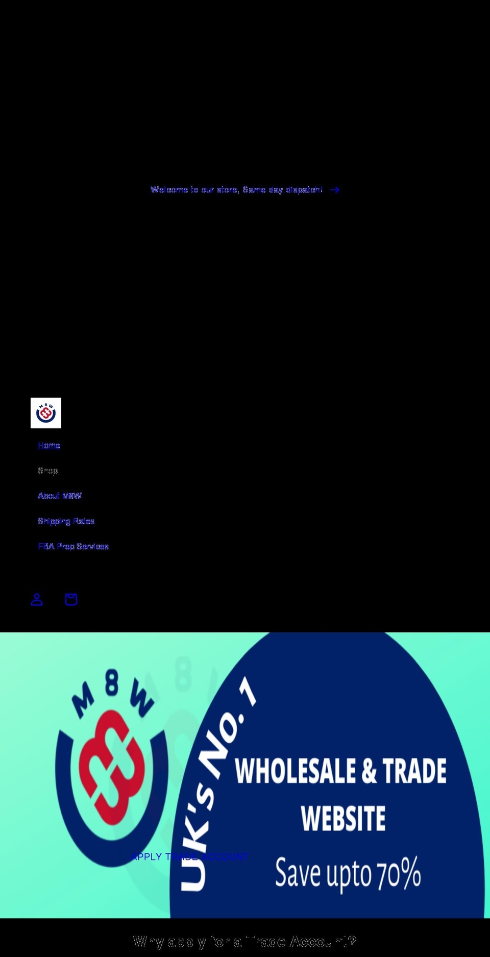 m8w.co.uk shopify website screenshot