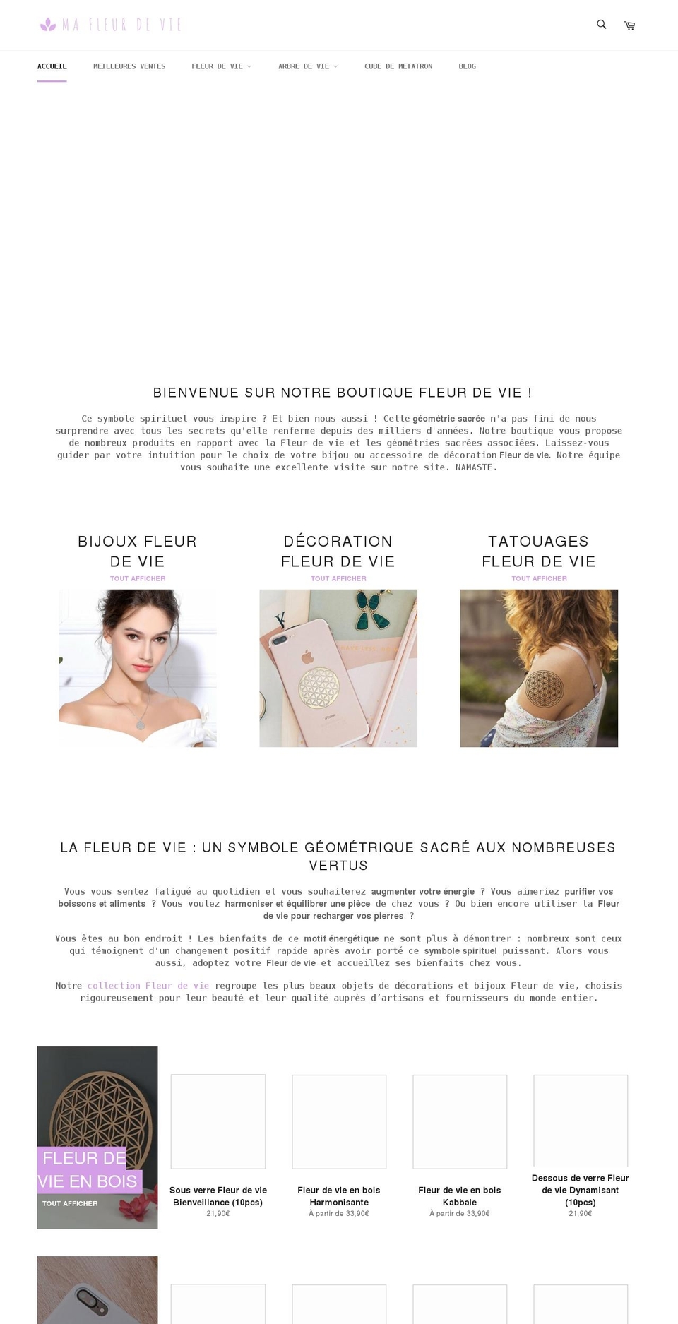 ma-fleur-de-vie.com shopify website screenshot