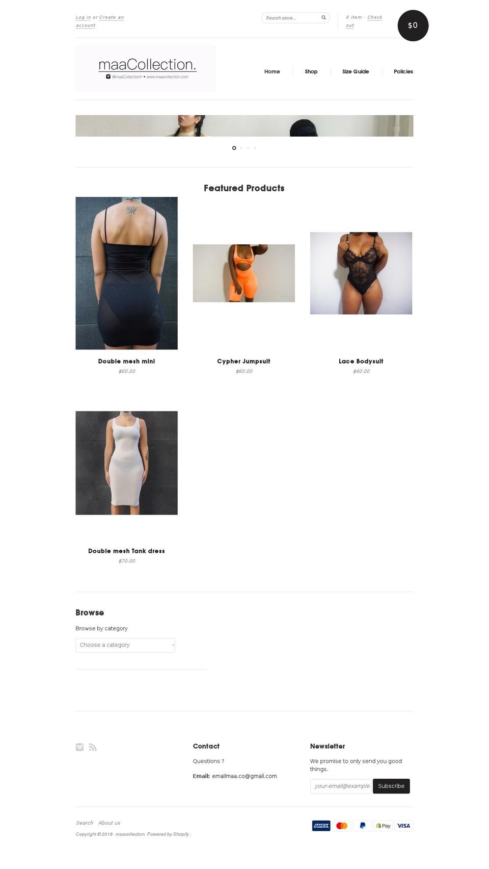 maacollection.com — Shopify storefront screenshot
