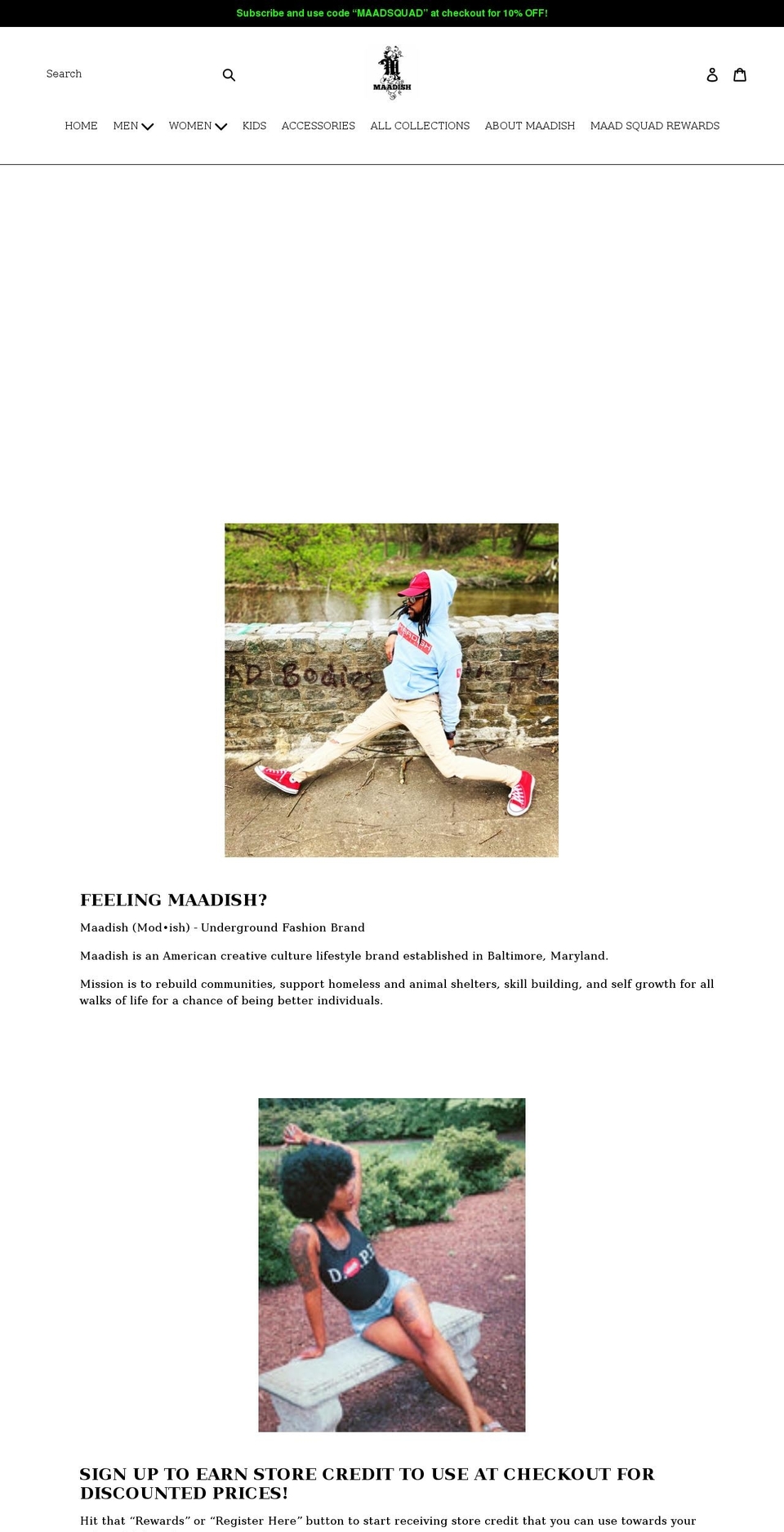maadishapparel.com shopify website screenshot