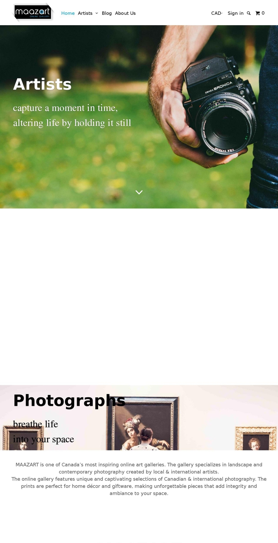 maazart.com shopify website screenshot