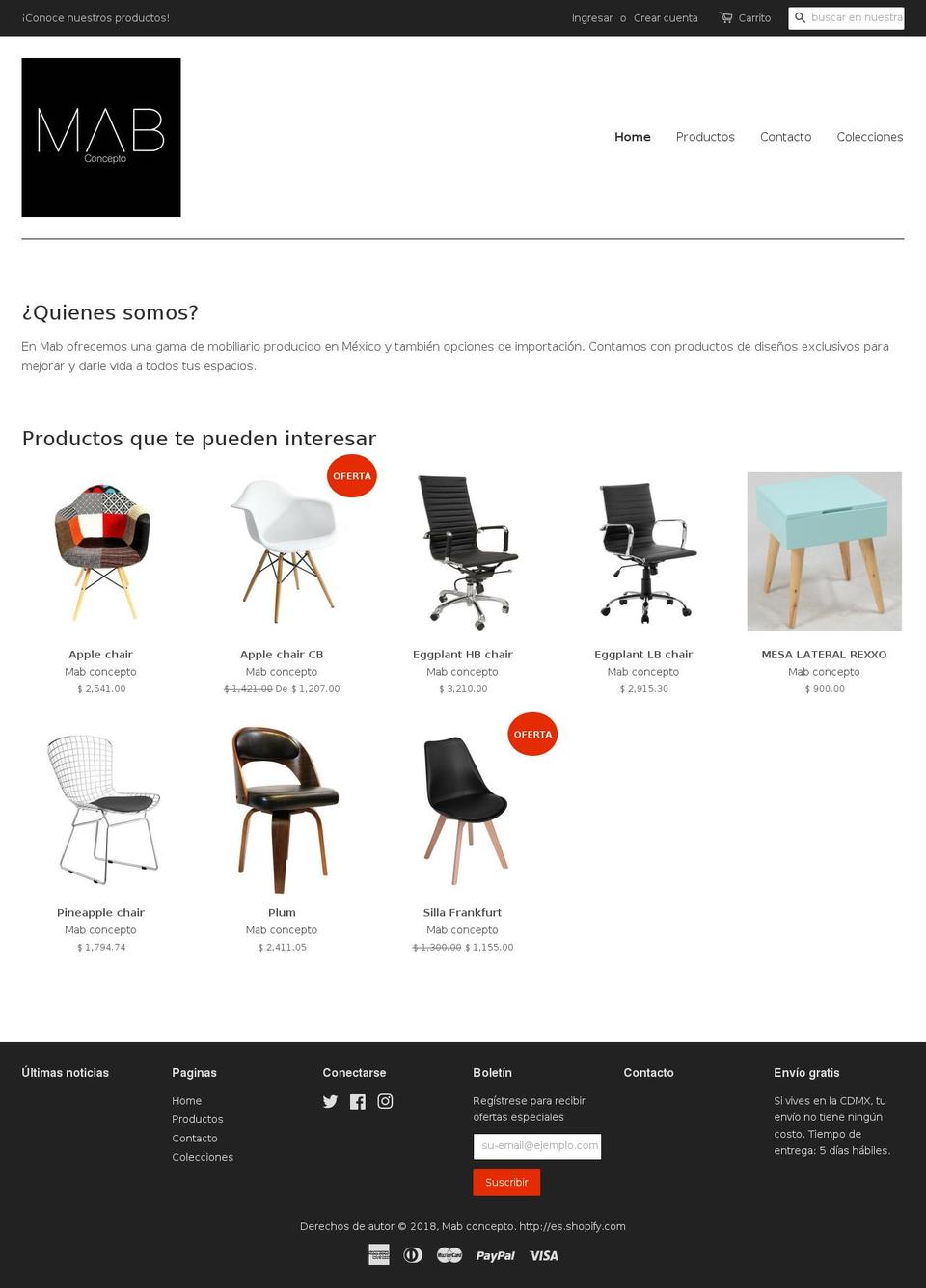 mabconcepto.com — Shopify storefront screenshot