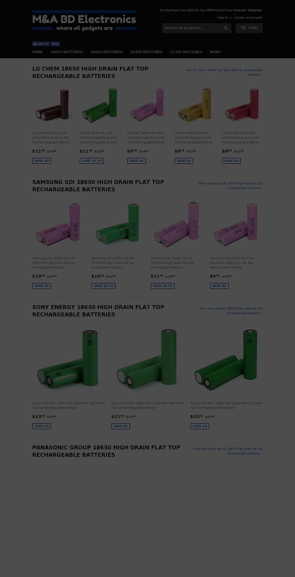 mabdelectronics.com shopify website screenshot