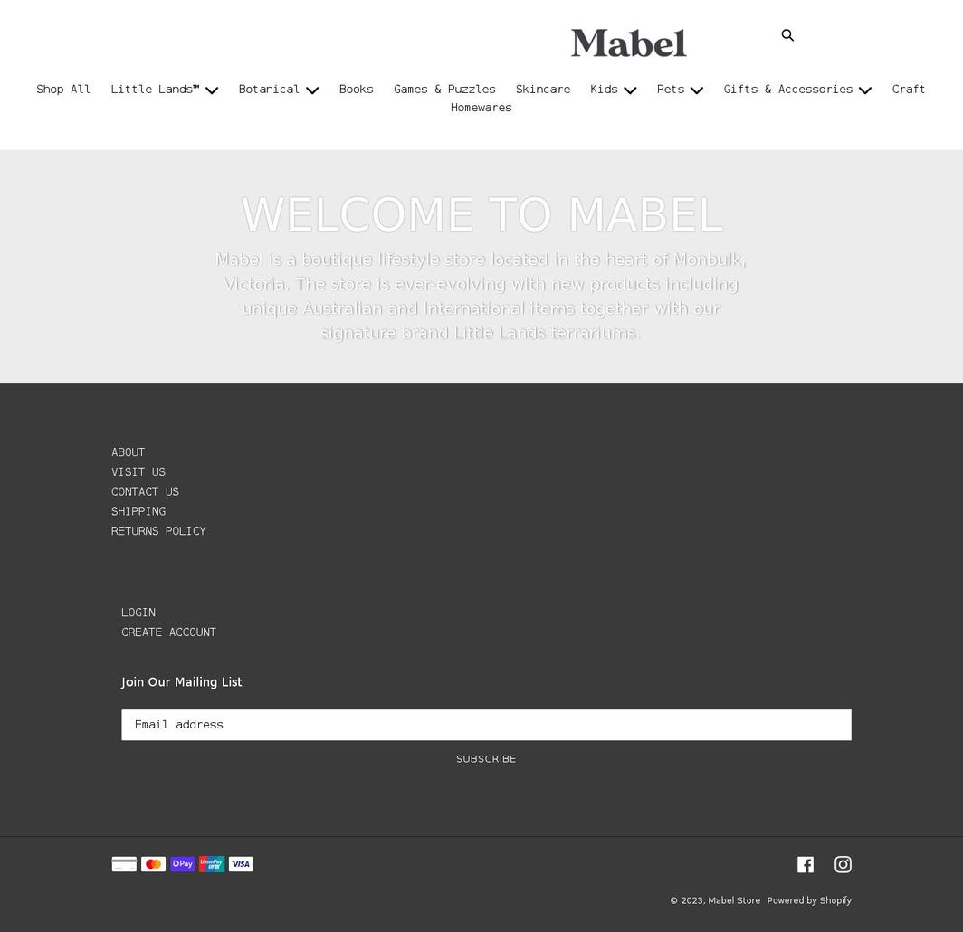 mabel-store.com.au shopify website screenshot