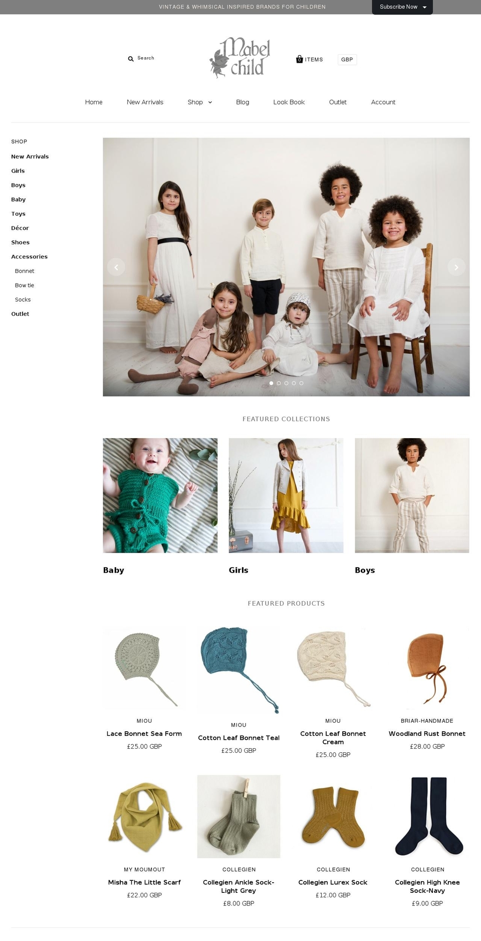 mabelchild.com shopify website screenshot