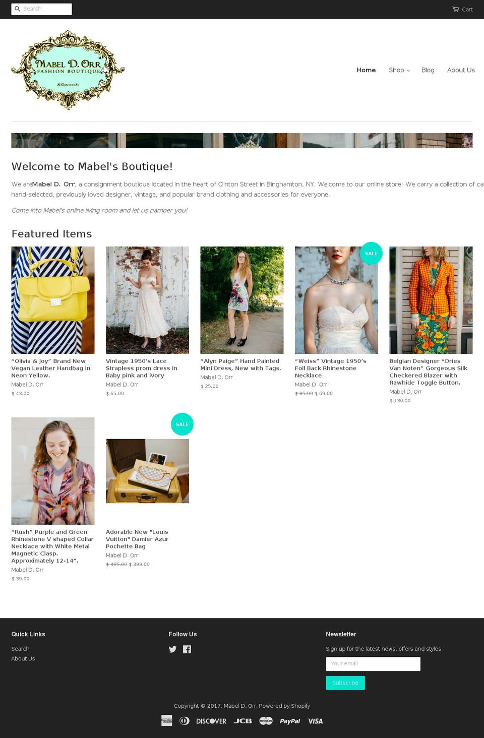 mabeldorr.com shopify website screenshot