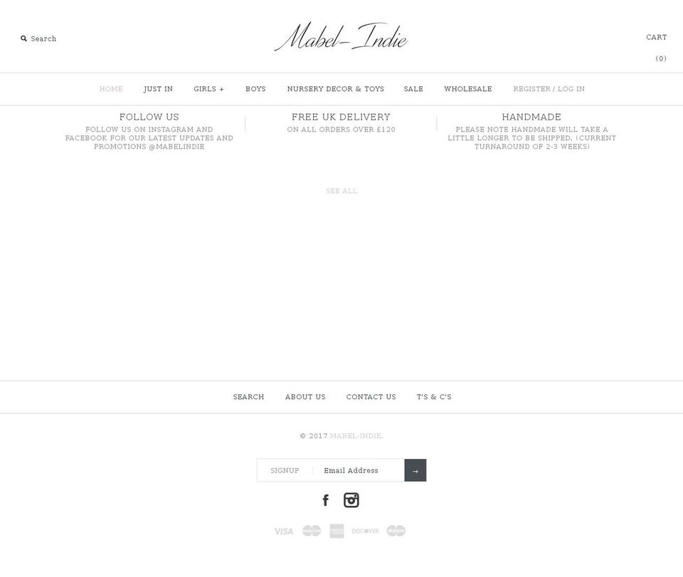 mabelindie.com shopify website screenshot