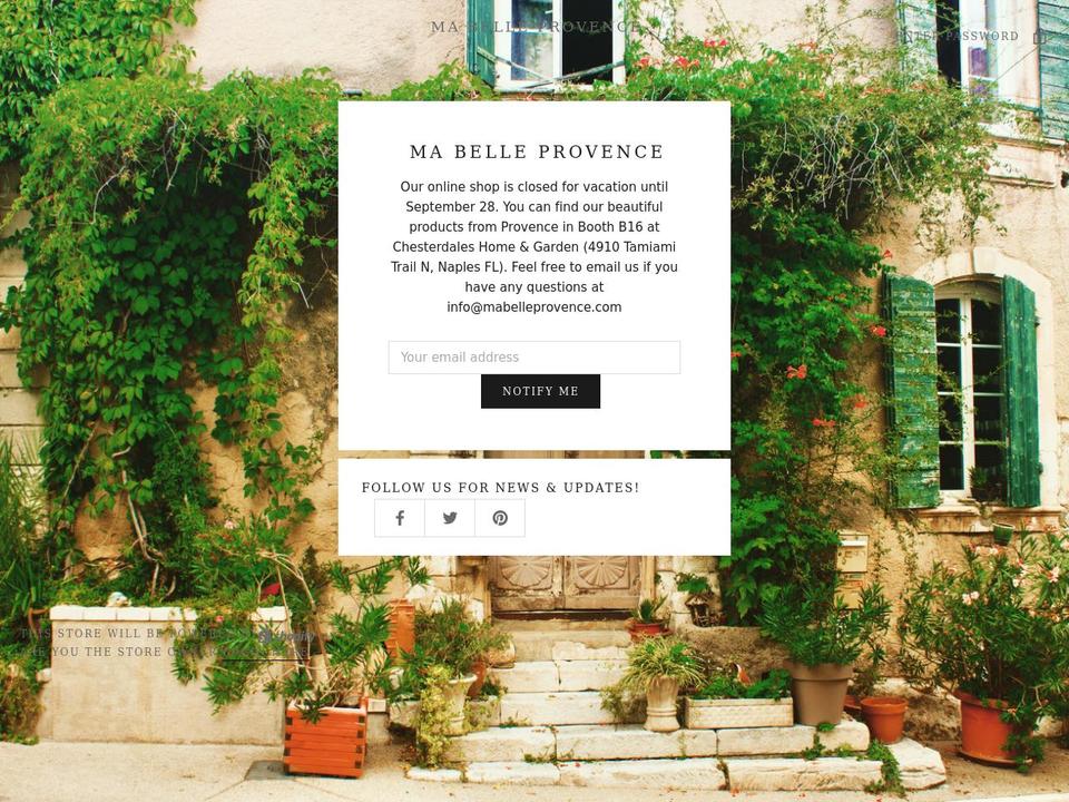 mabelleprovence.com shopify website screenshot