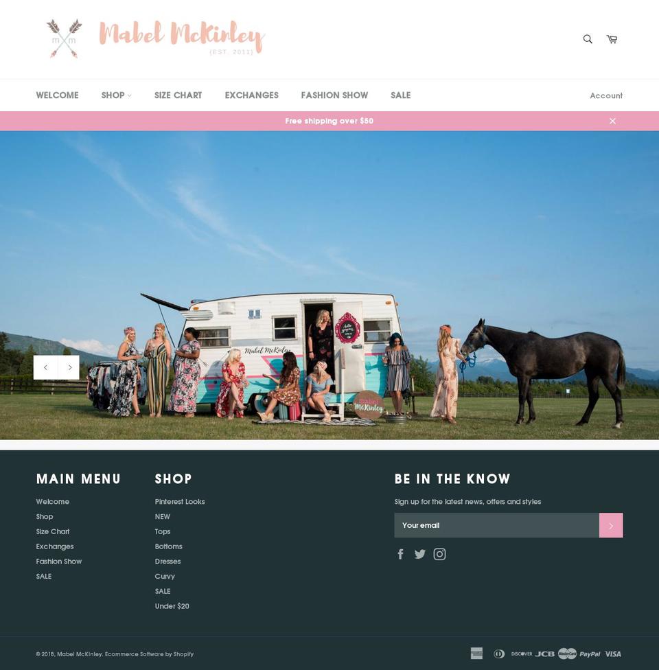 mabelmckinley.com — Shopify storefront screenshot
