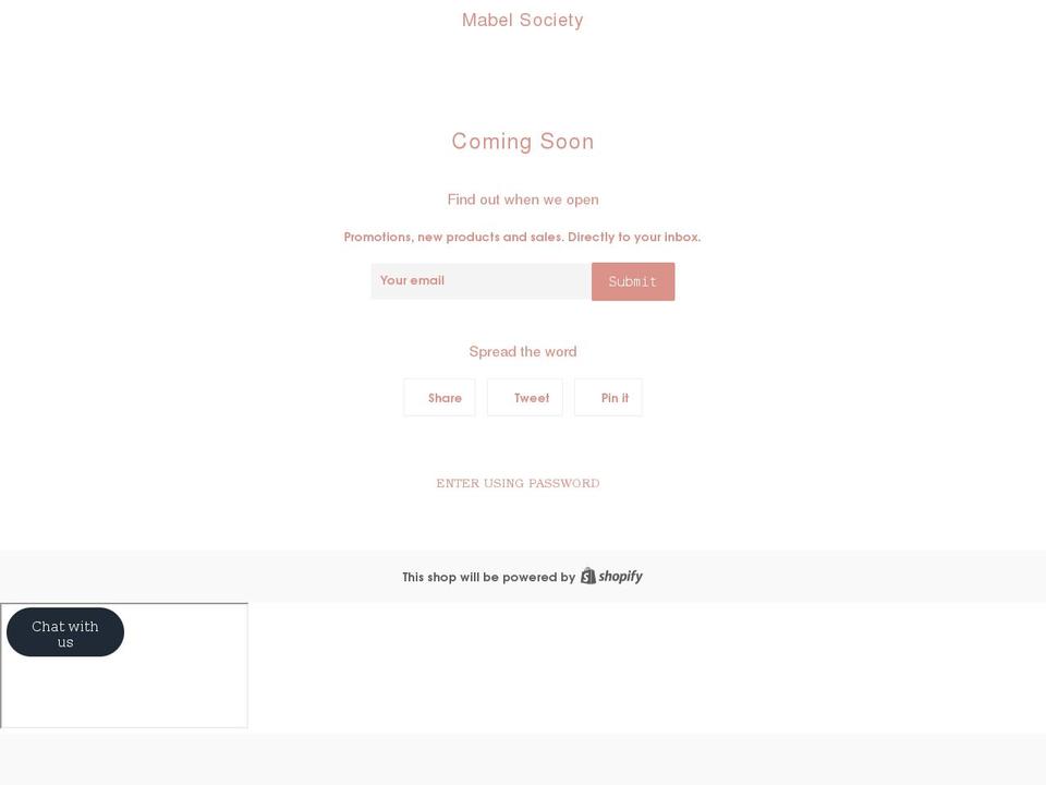 mabelsociety.com shopify website screenshot