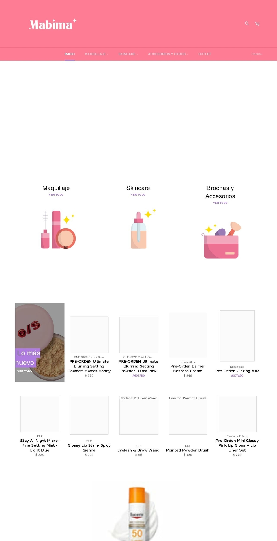 mabimamakeup.com shopify website screenshot