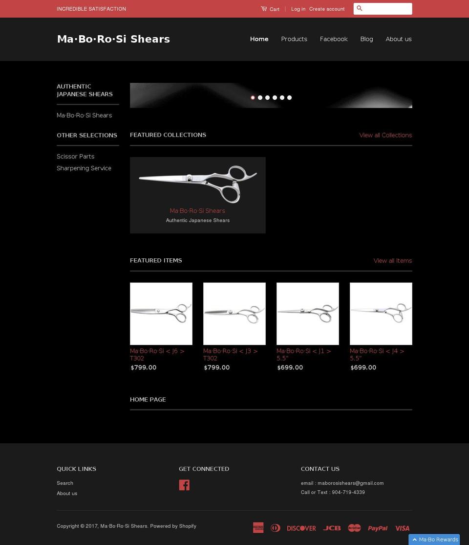 maborosishears.com shopify website screenshot