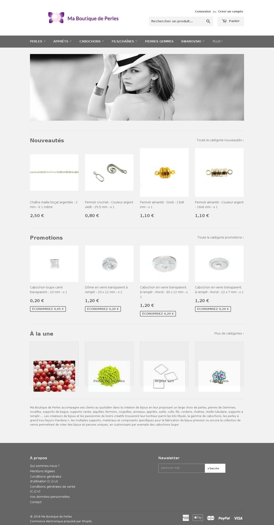 maboutiquedeperles.com shopify website screenshot