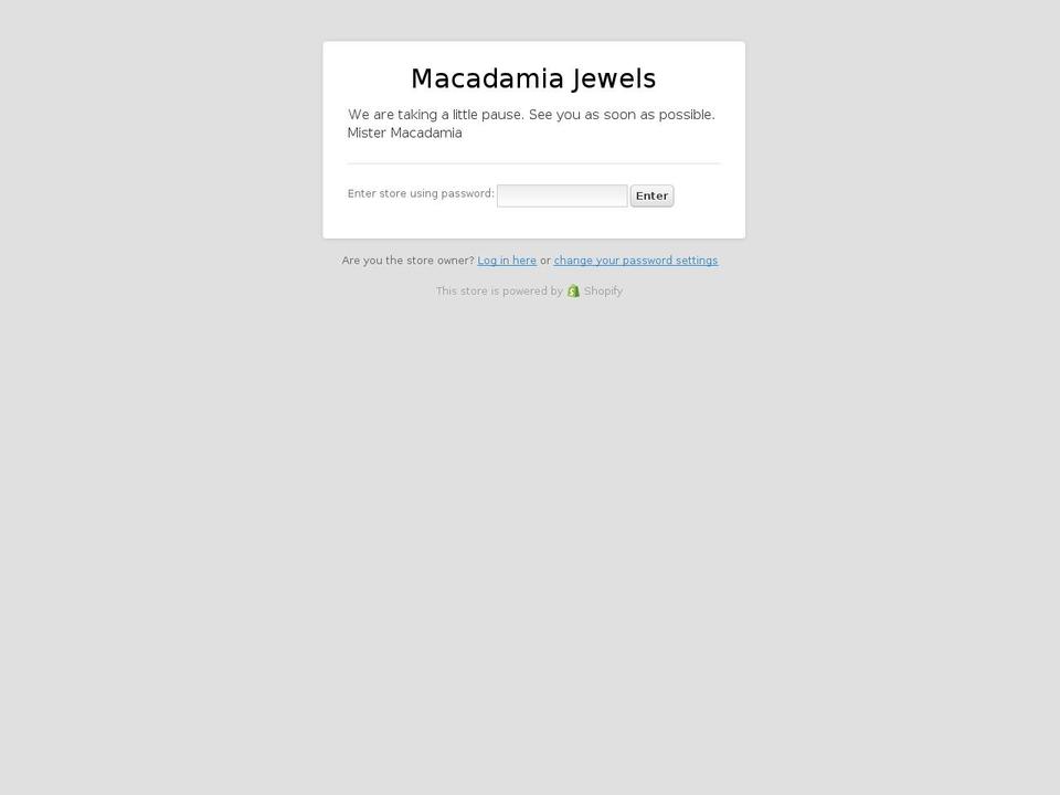 macadamiajewels.com — Shopify storefront screenshot