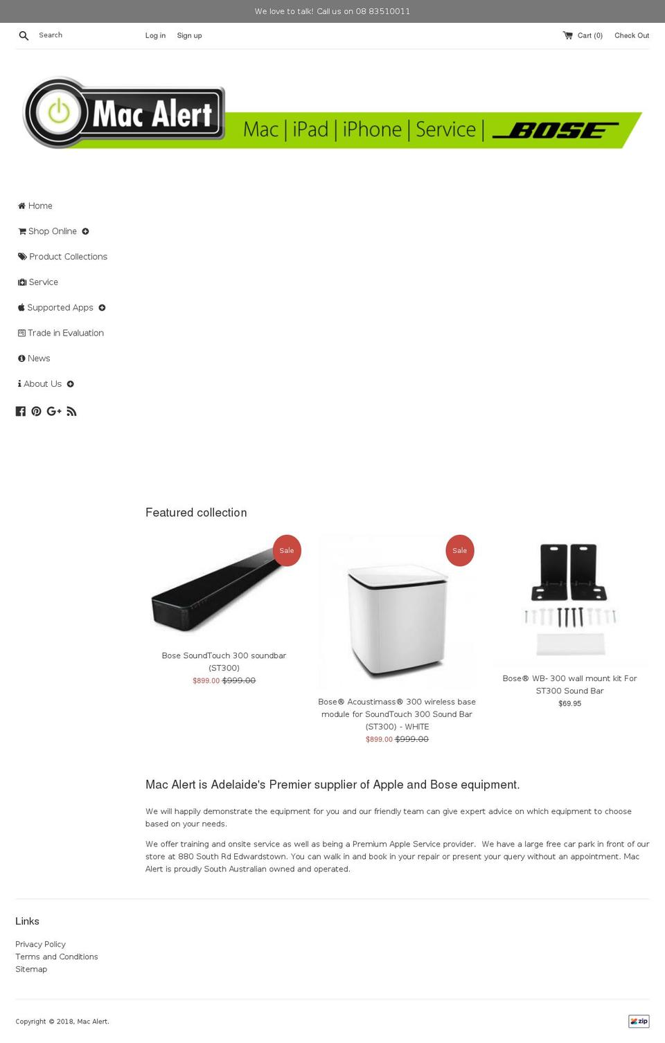 macalert.com.au shopify website screenshot