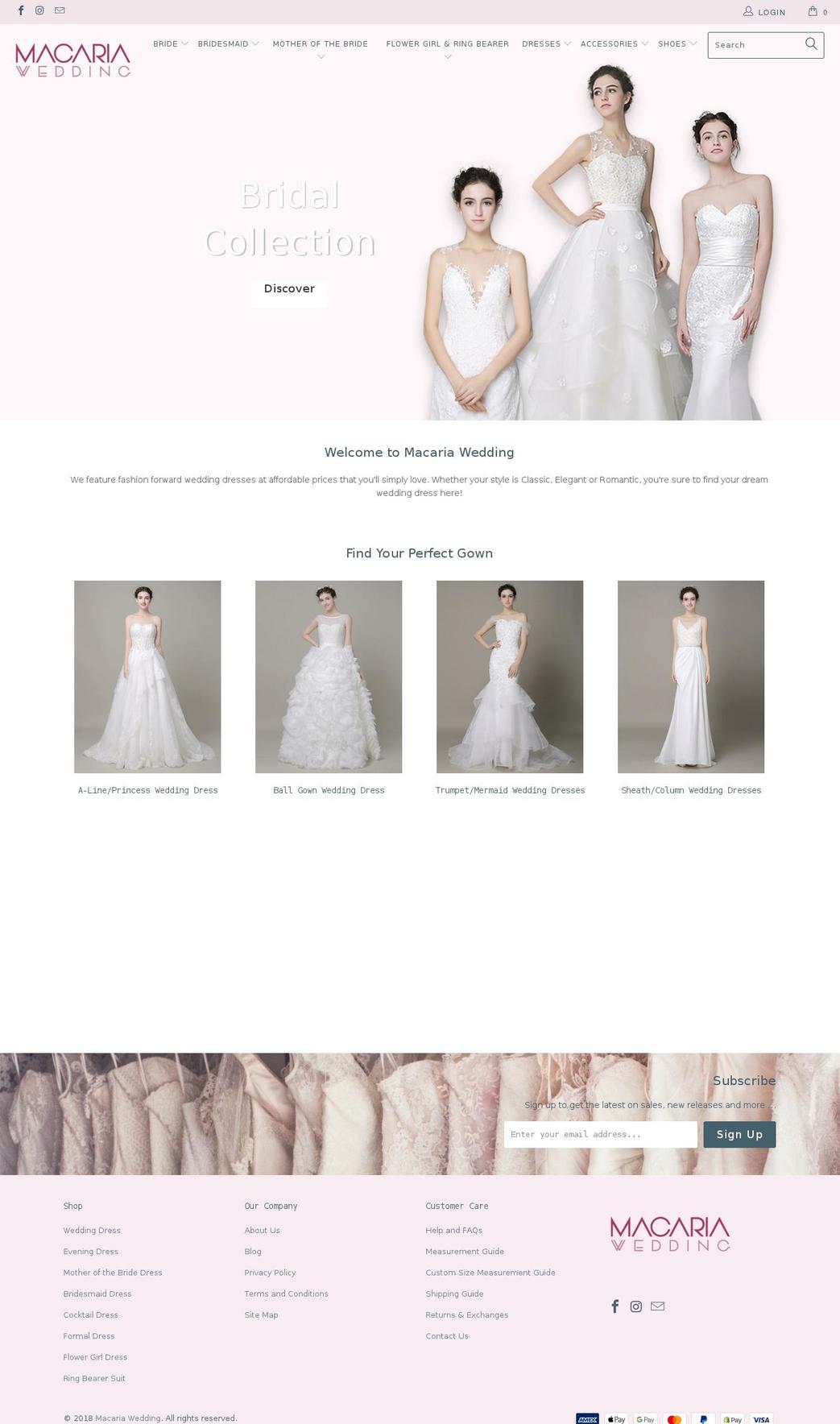 macaria-wedding.com — Shopify storefront screenshot