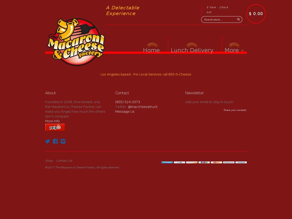 macaroniandcheesefactory.com shopify website screenshot