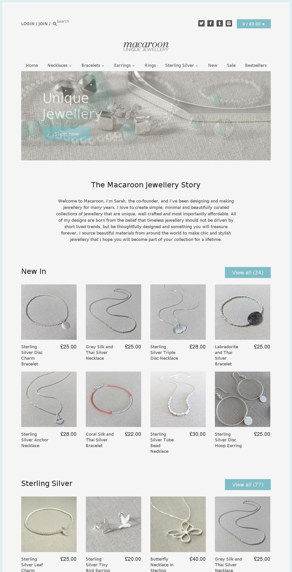 macaronjewellery.com — Shopify storefront screenshot