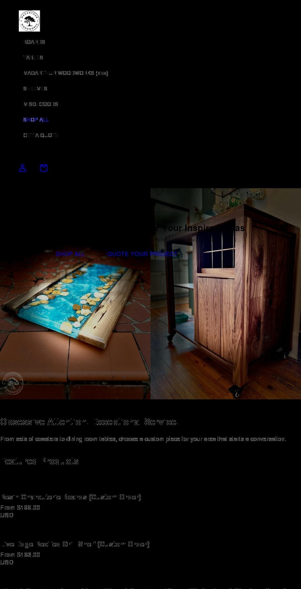 macarthurwoodworks.com shopify website screenshot