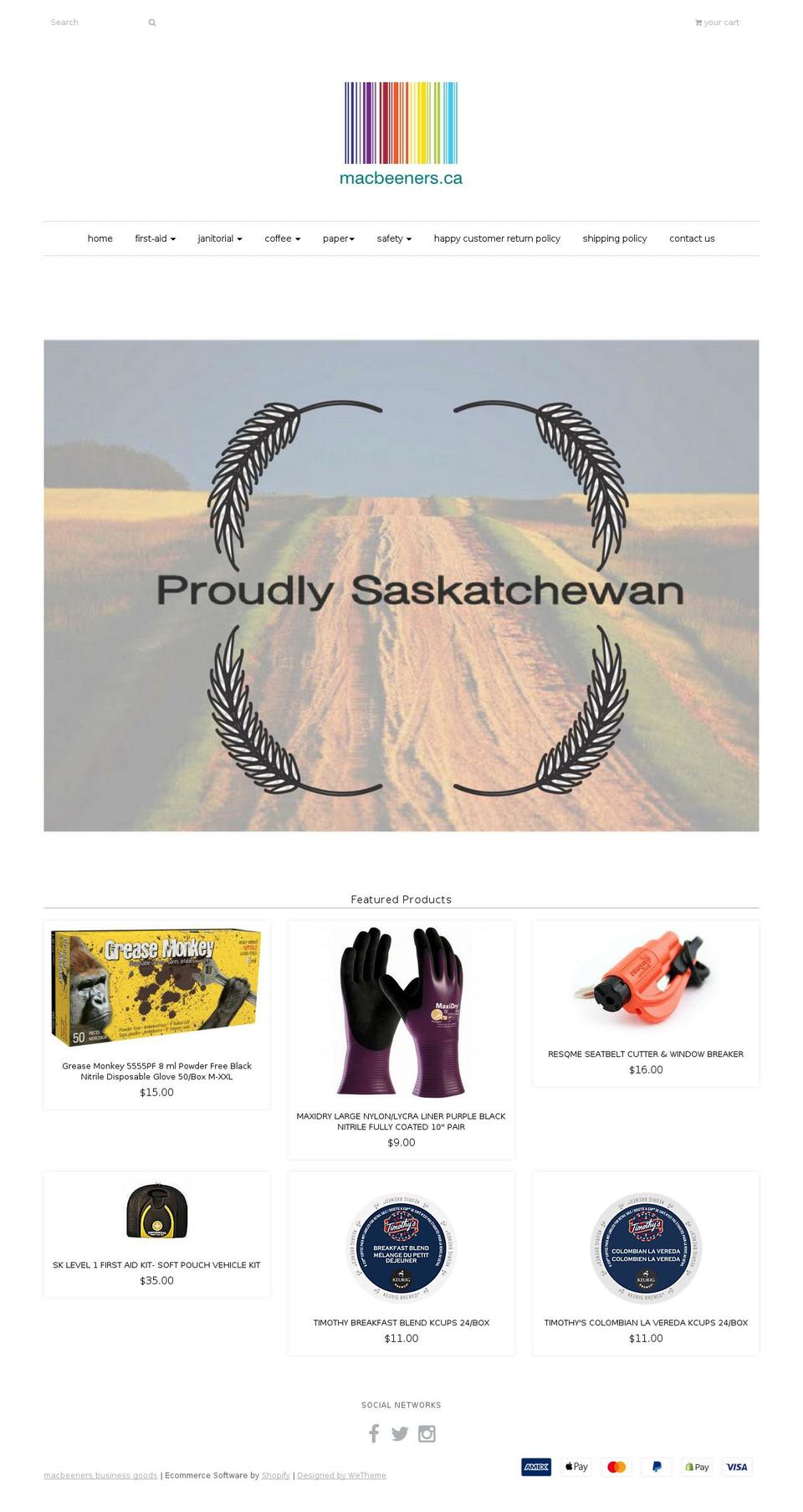 macbeeners.ca shopify website screenshot