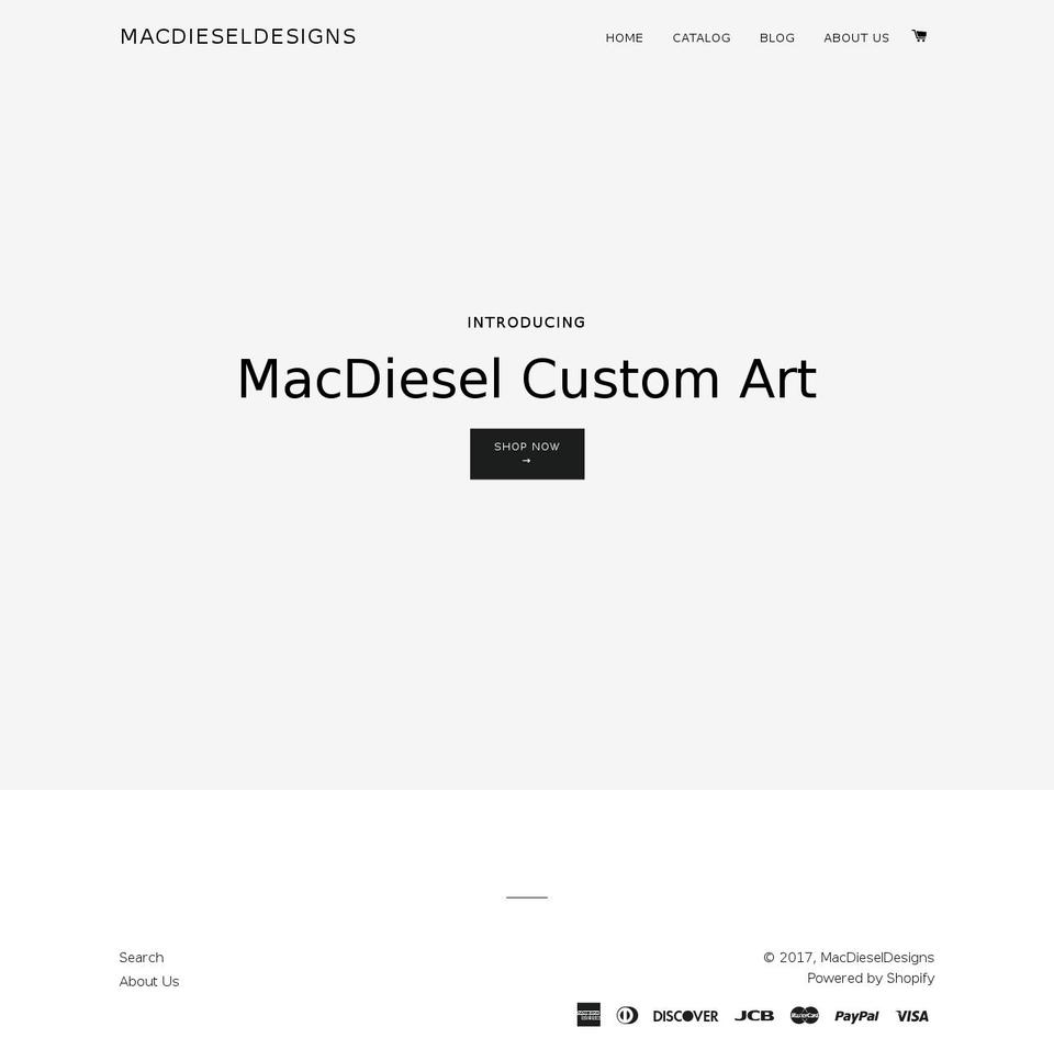 macdieseldesigns.com shopify website screenshot