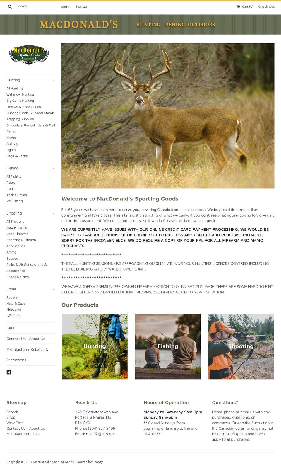 macdonaldsportinggoods.com — Shopify storefront screenshot