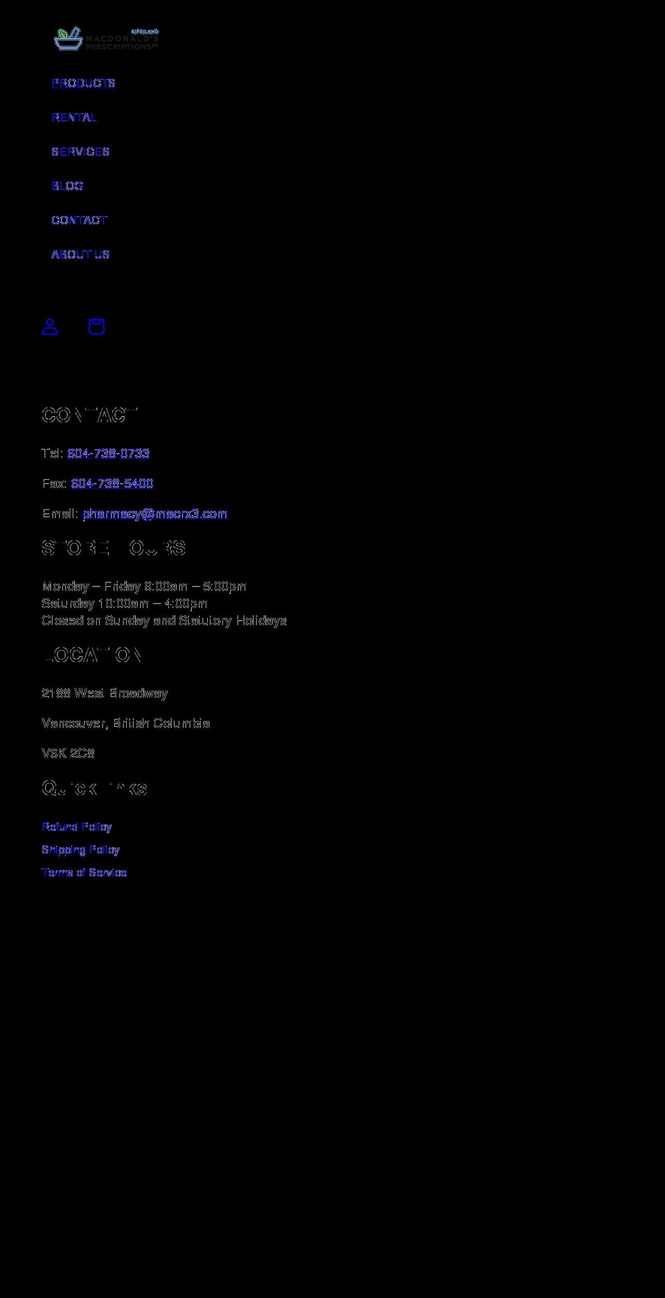 macdonaldsrxshop.ca shopify website screenshot