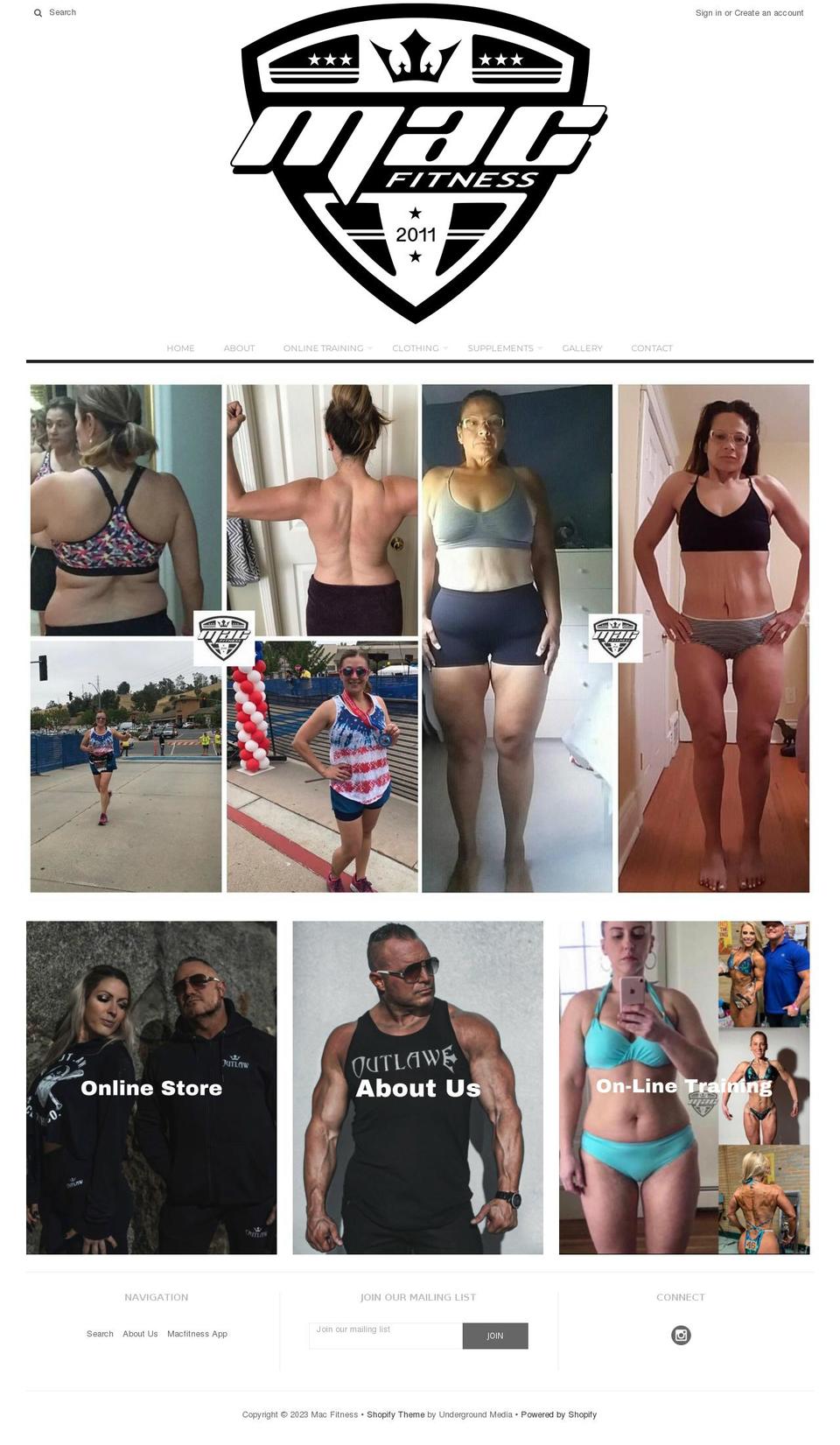 macfitnessoutlaw.com shopify website screenshot