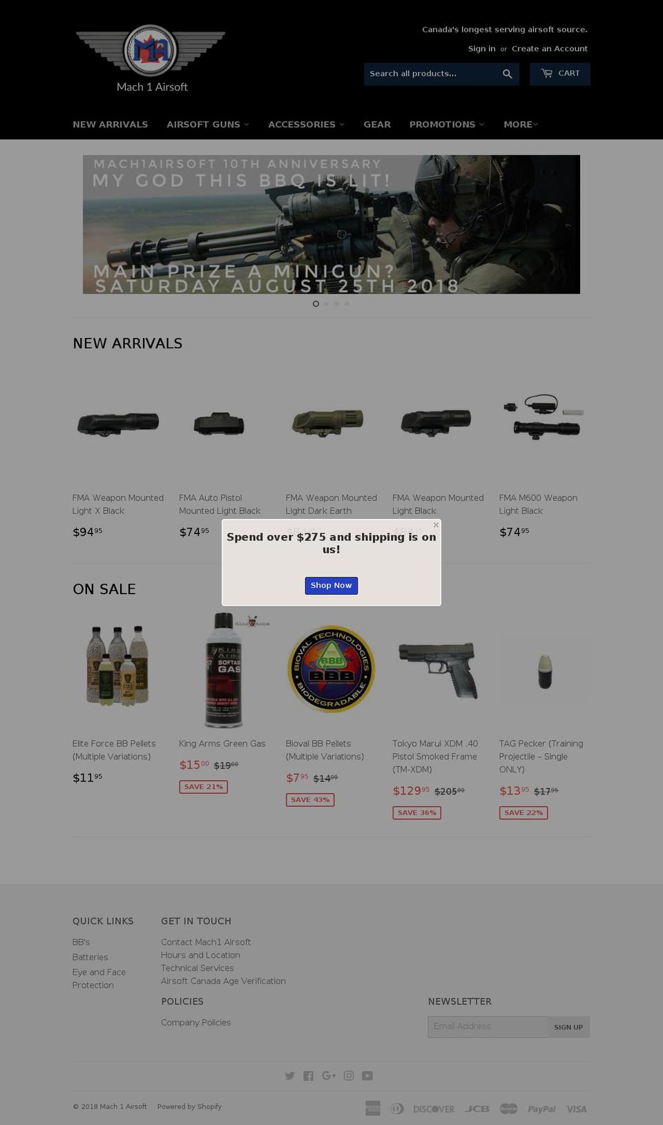mach1airsoft.com shopify website screenshot