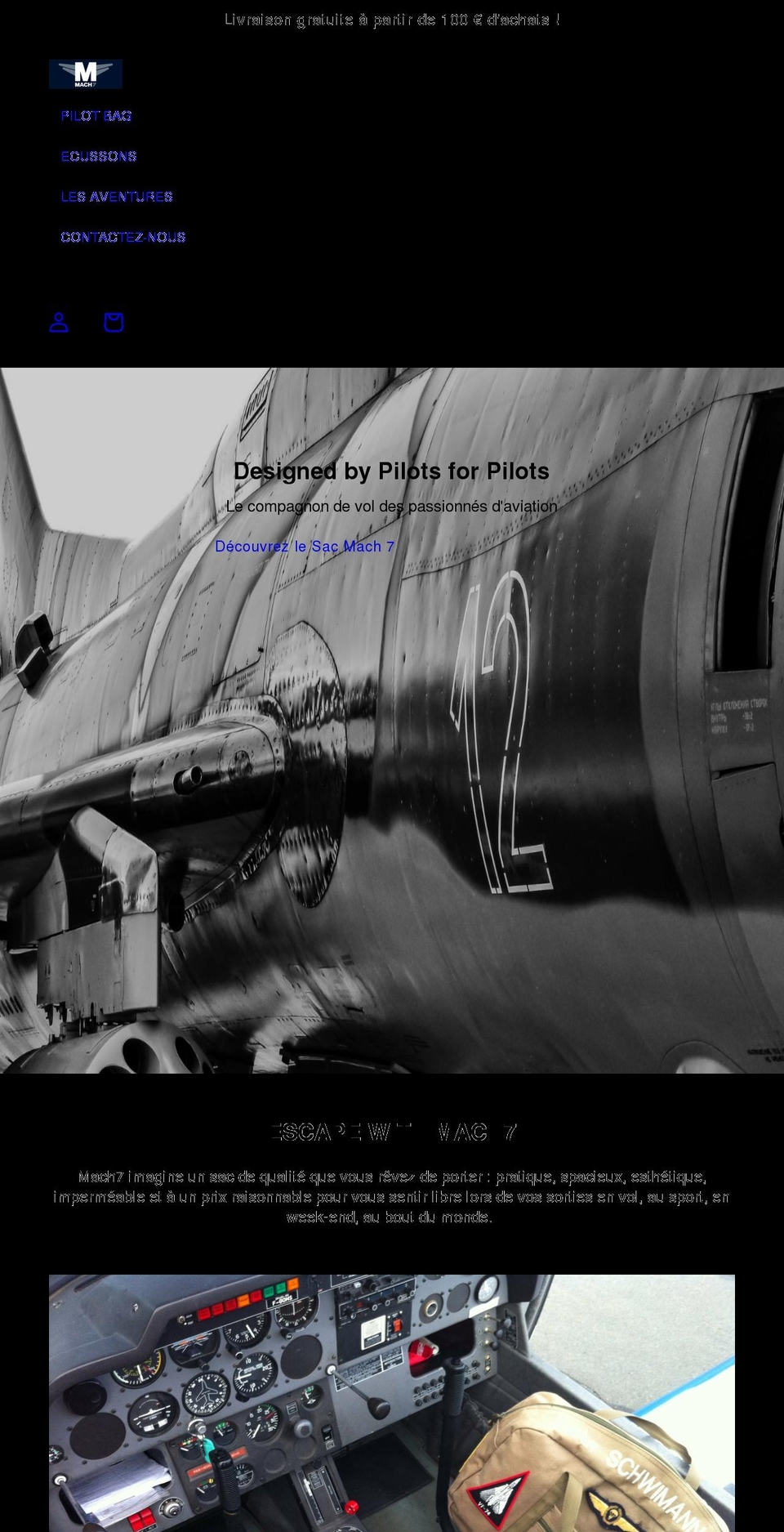 mach7pilotbag.com shopify website screenshot