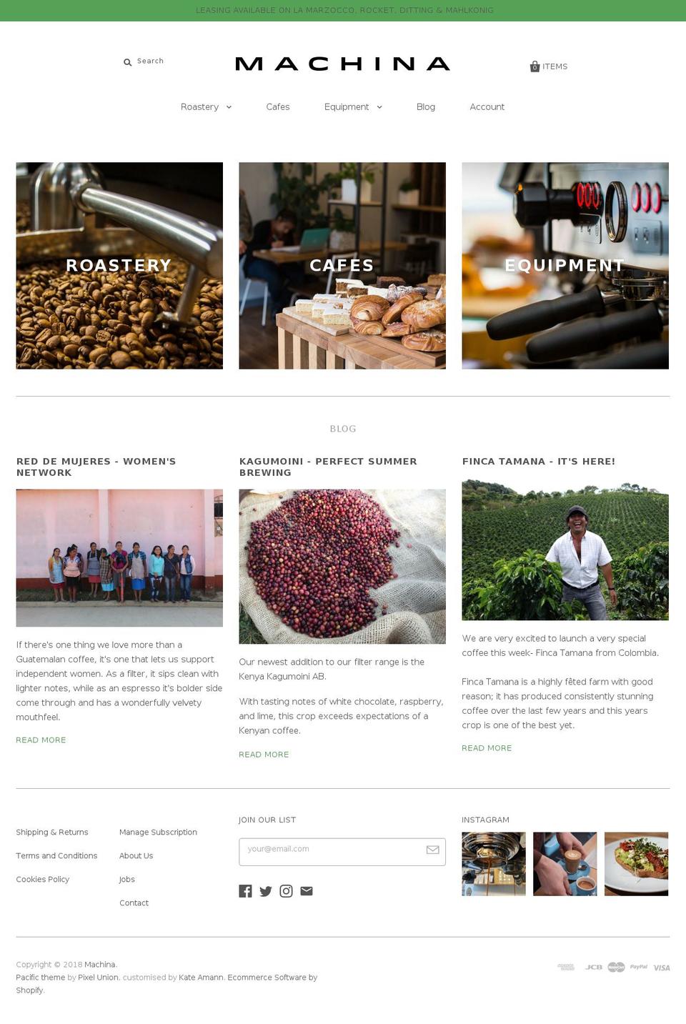 machina-coffee.co.uk shopify website screenshot