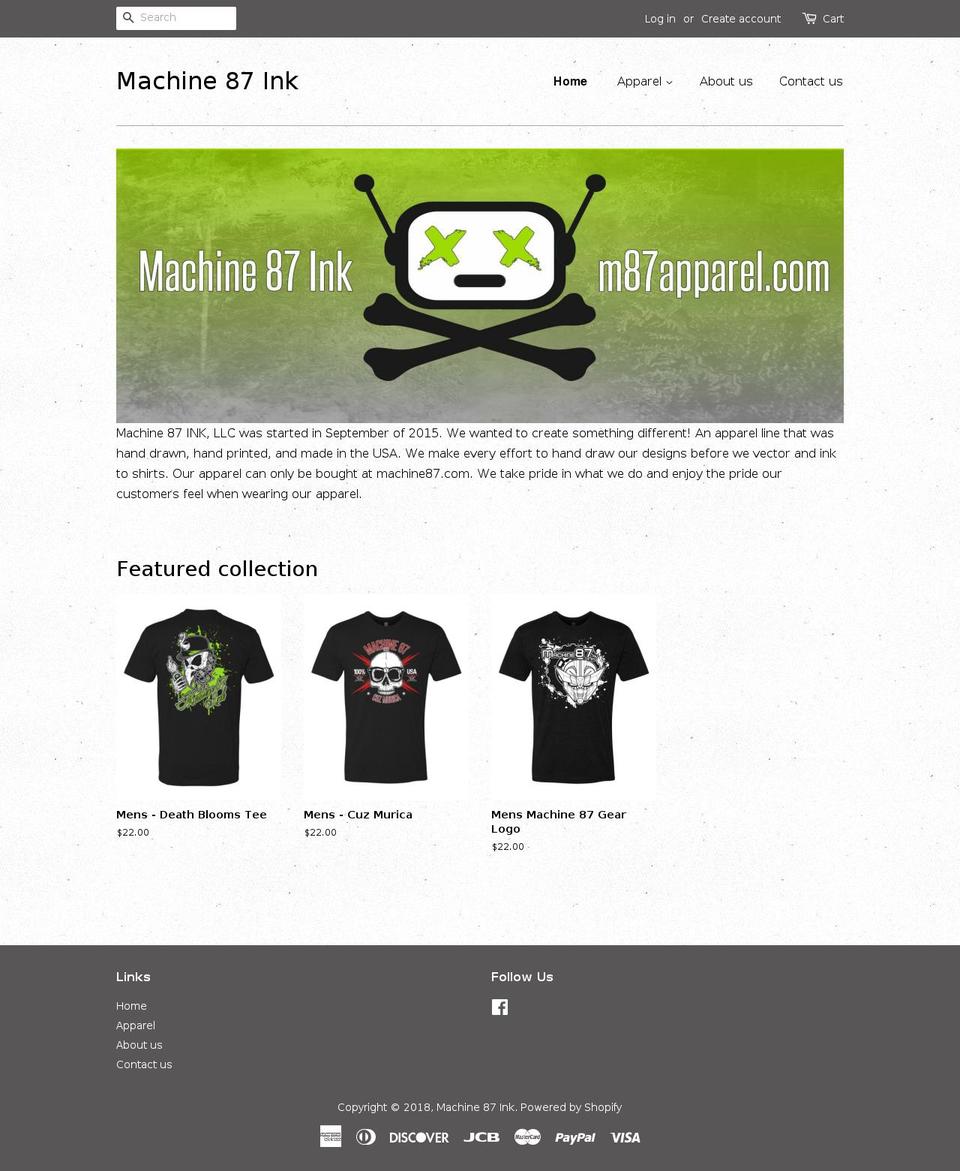machine87.com — Shopify storefront screenshot