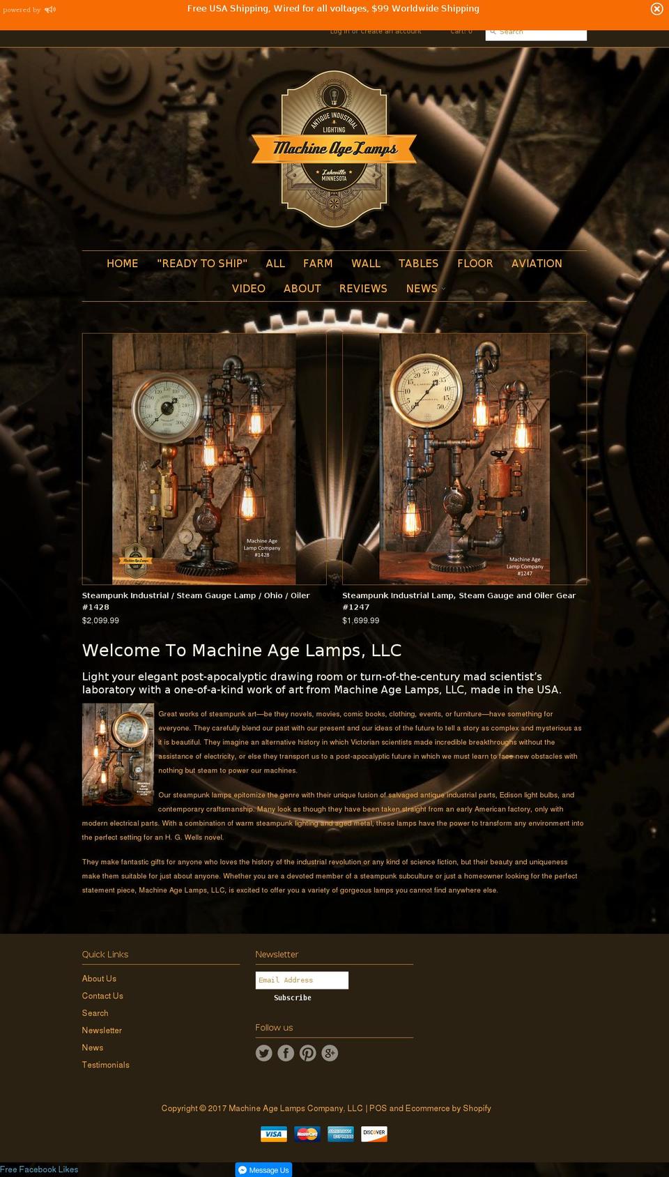 machineagelighting.com shopify website screenshot