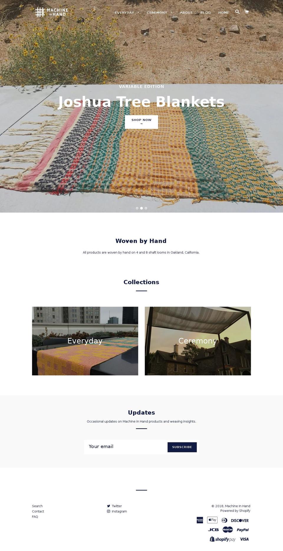 machineinhand.com — Shopify storefront screenshot