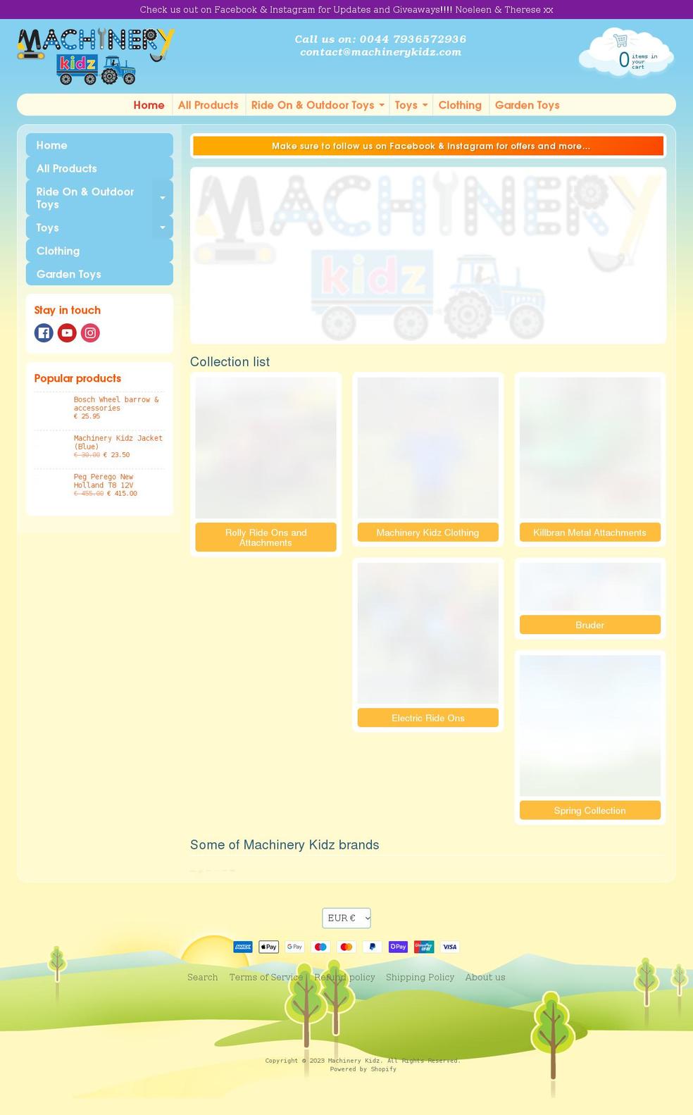 machinerykidz.com shopify website screenshot