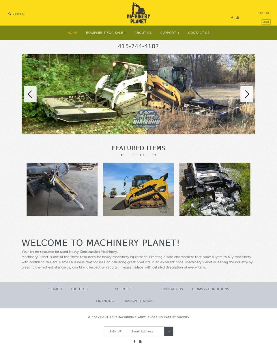 machineryplanet.com shopify website screenshot