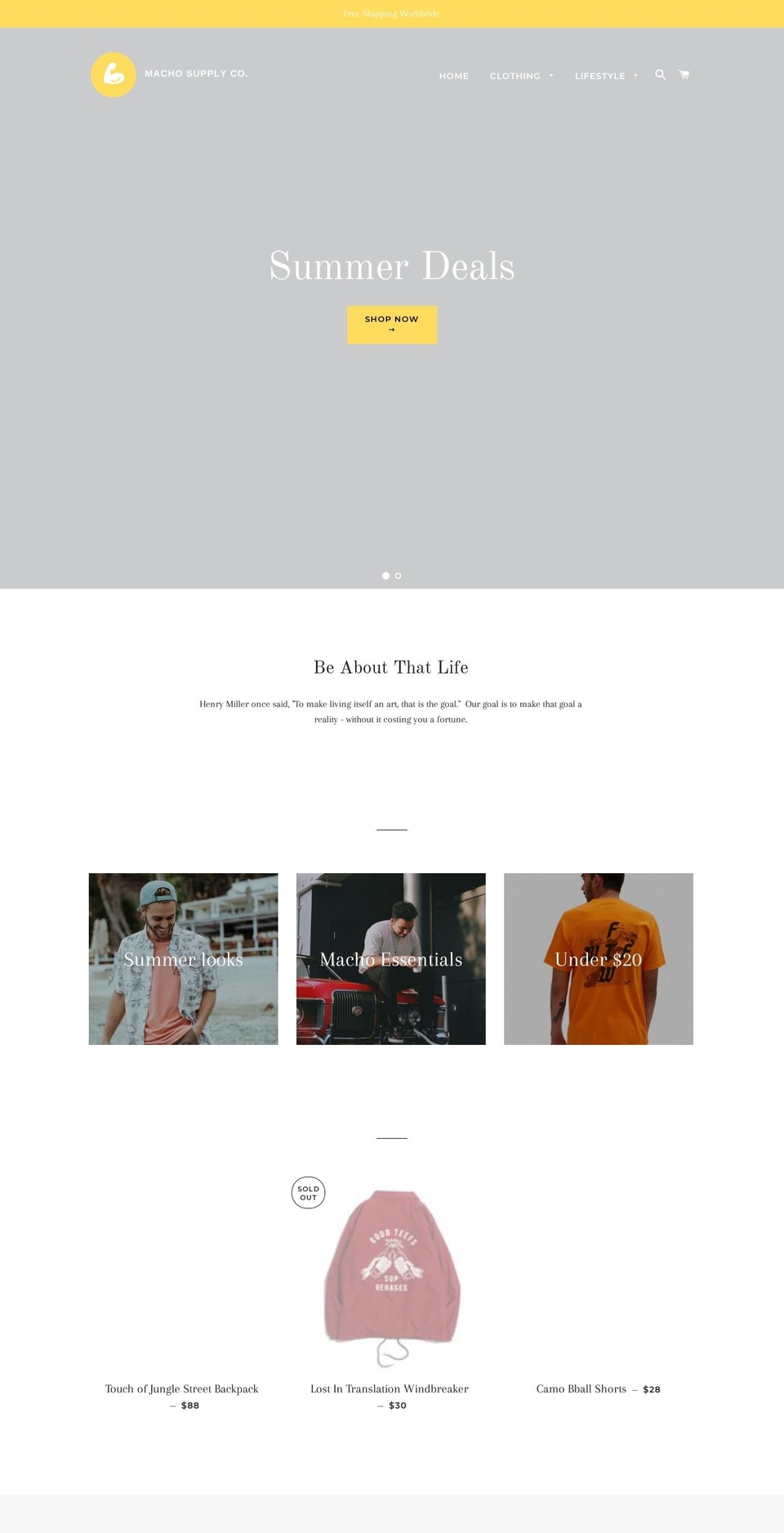 machosupply.com — Shopify storefront screenshot