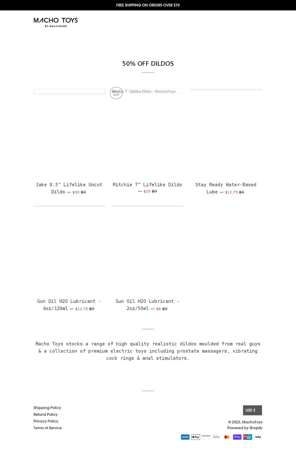 machotoys.com shopify website screenshot