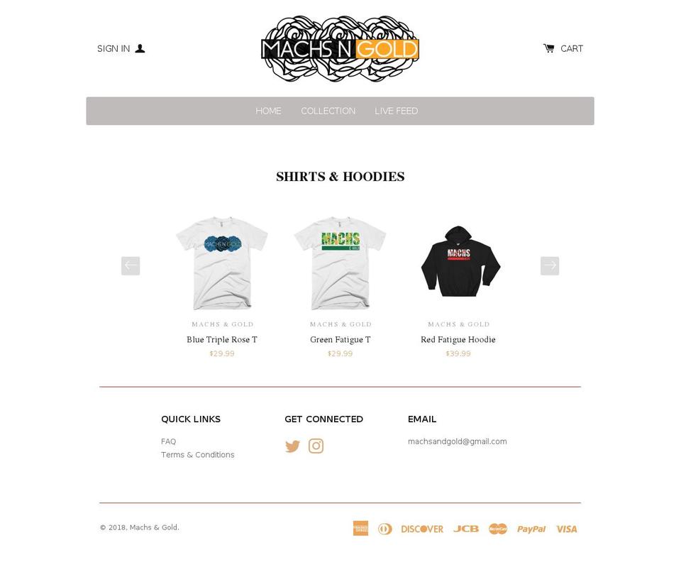 machsandgold.com shopify website screenshot
